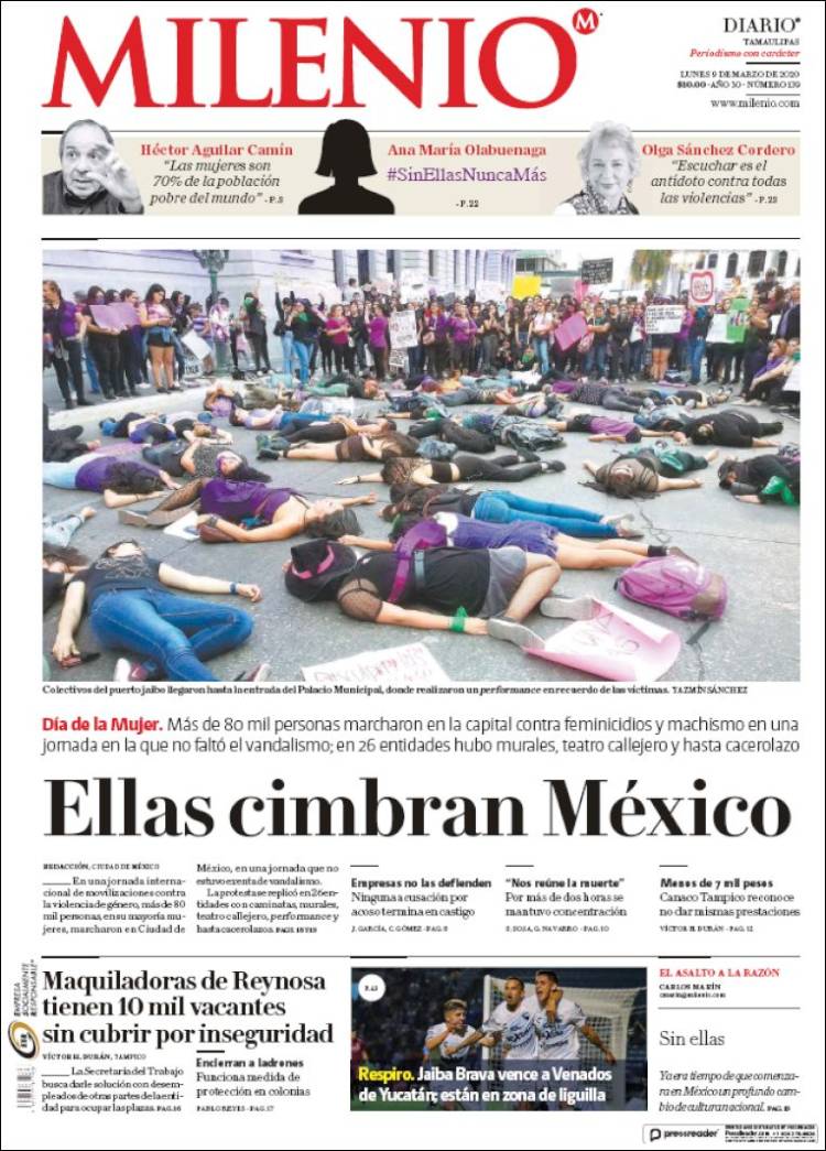 Portada de Milenio - Tamaulipas (México)