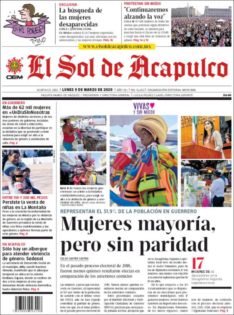 Portada de El Sol de Acapulco (México)