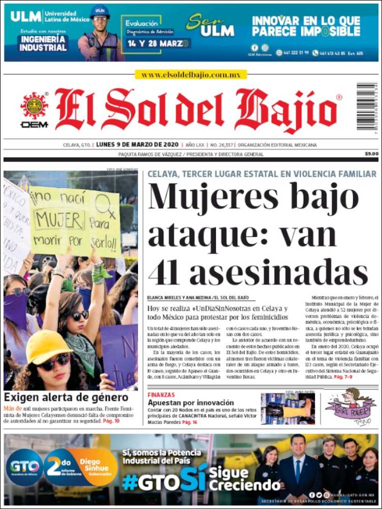 Portada de El Sol del Bajio (México)