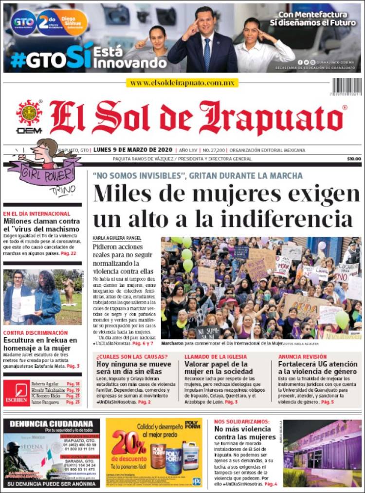 Portada de El Sol de Irapuato (México)