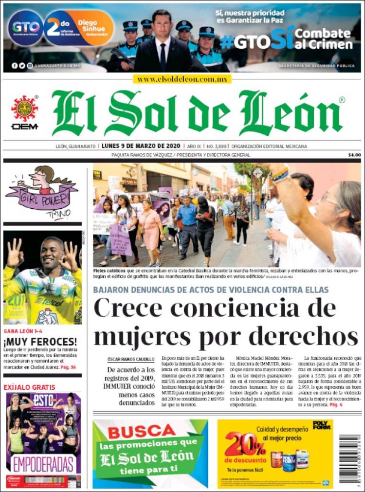 Portada de El Sol de León (México)