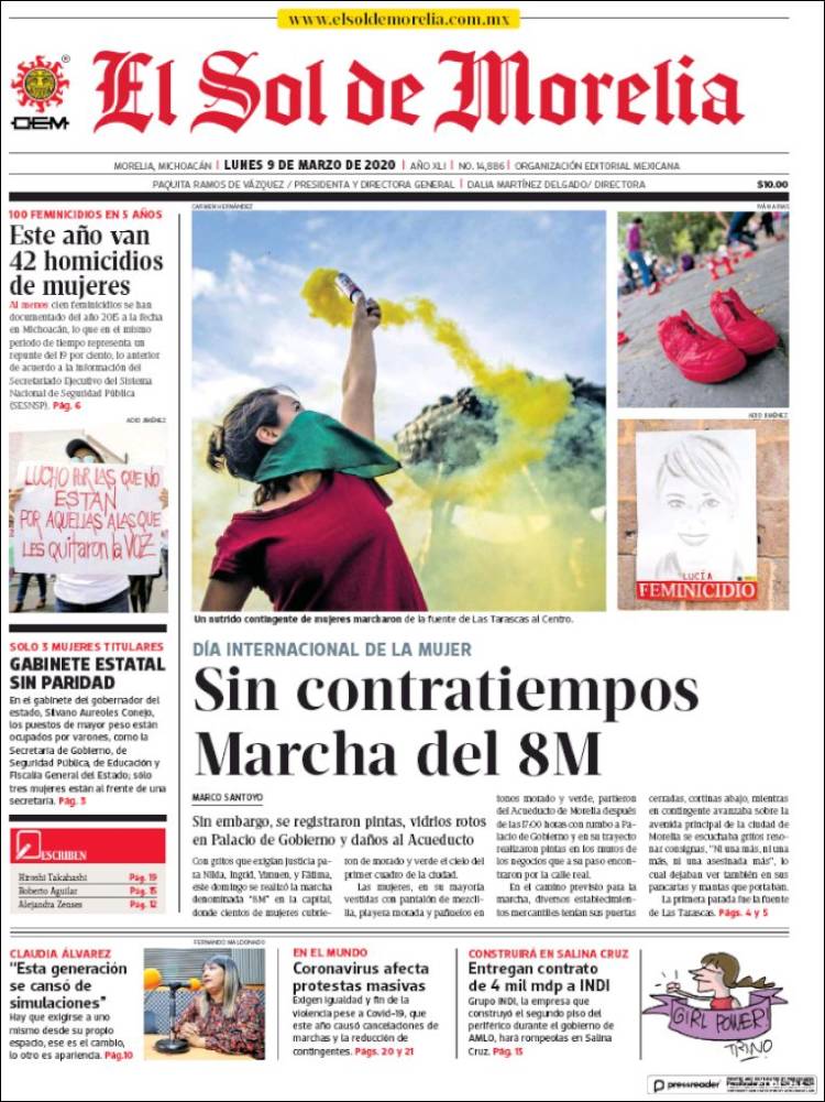 Portada de El Sol de Morelia (México)