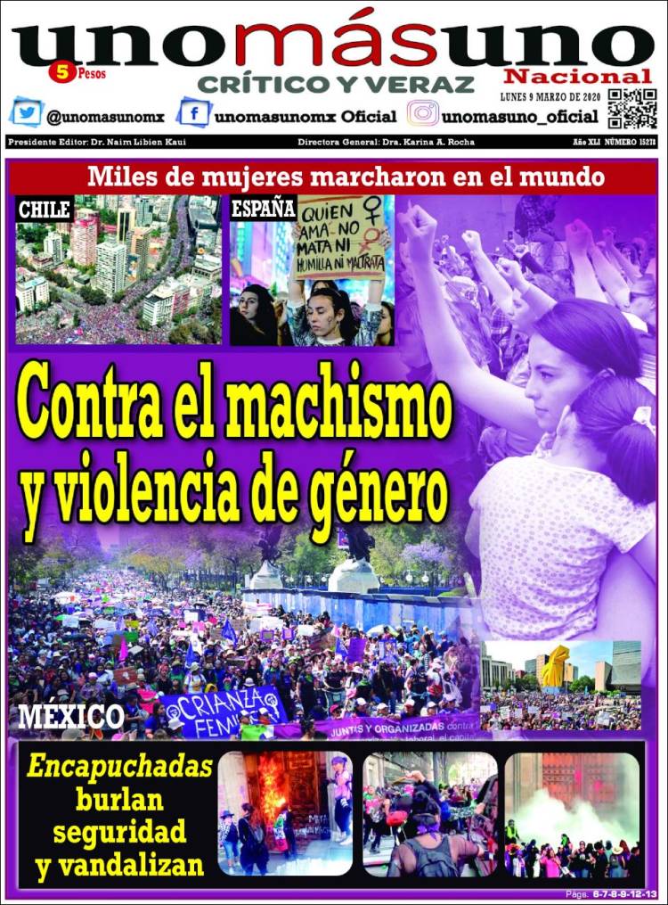 Portada de unomásuno (México)