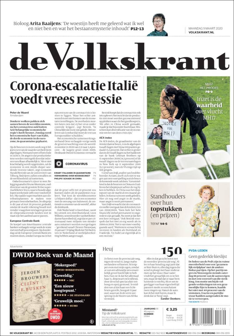 Portada de De Volkskrant (Pa&iacute;ses Bajos)