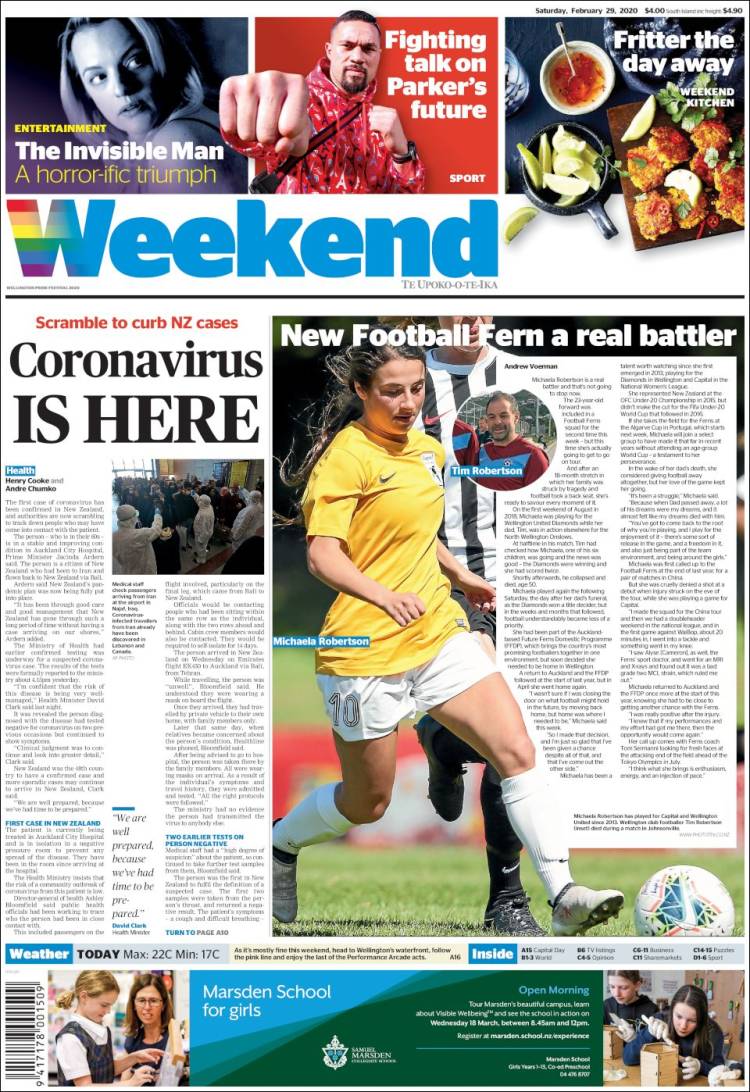 Portada de The Dominion Post (Nueva Zelanda)