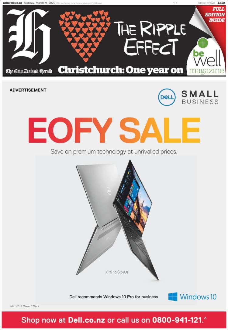 Portada de The New Zealand Herald (Nueva Zelanda)