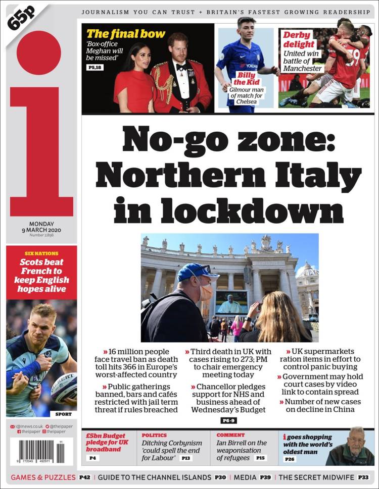 Portada de The i (Reino Unido)