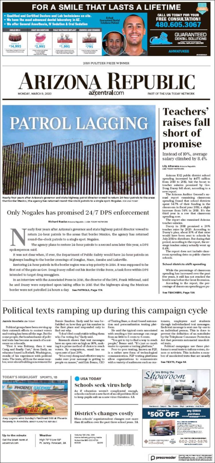 Portada de Arizona Republic News (USA)