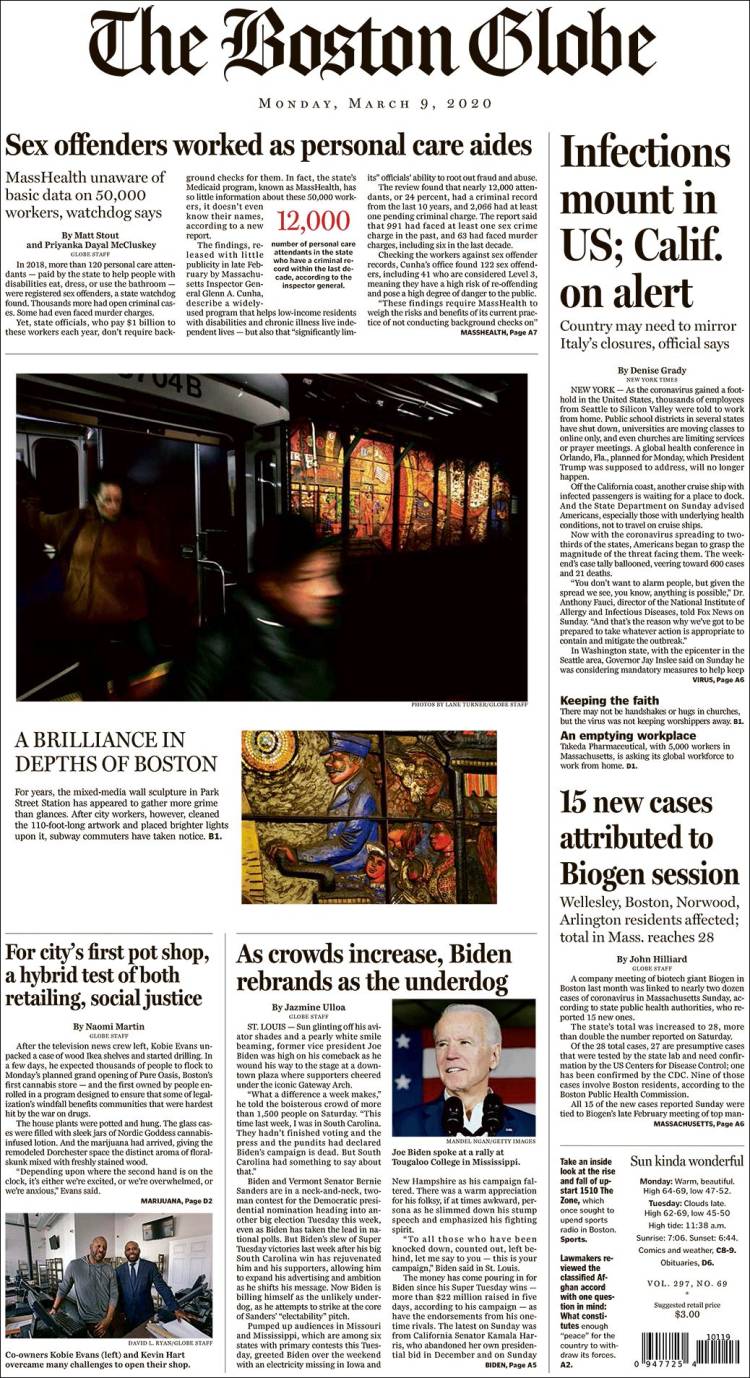 Portada de Boston Globe (USA)