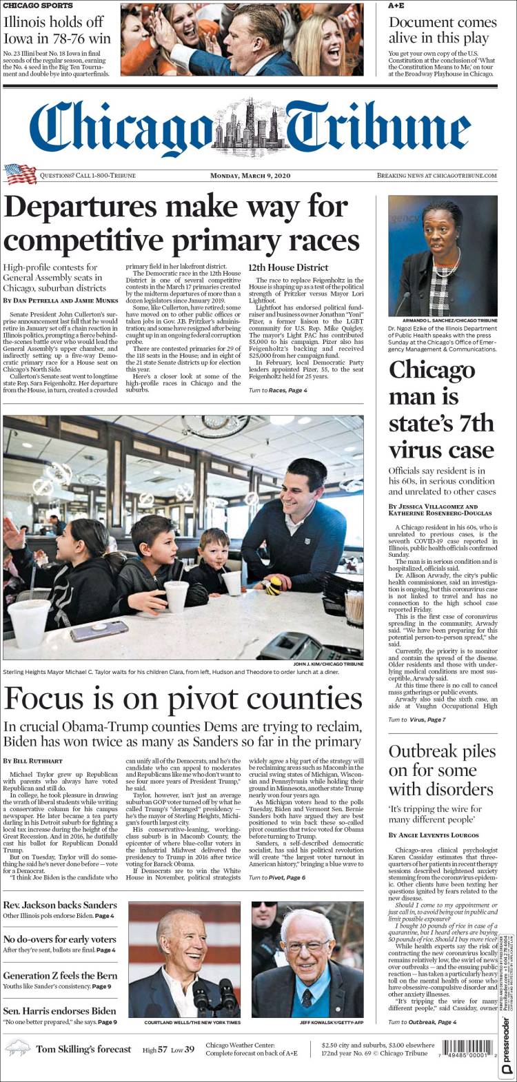 Portada de Chicago Tribune (USA)