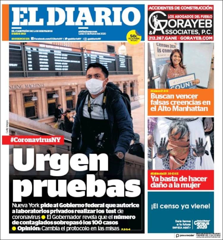 Portada de El Diario NY (USA)