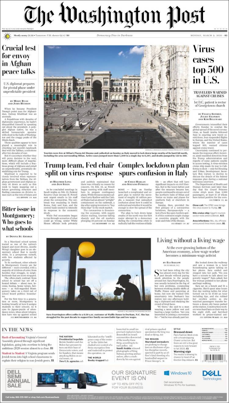 Portada de The Washington Post (USA)