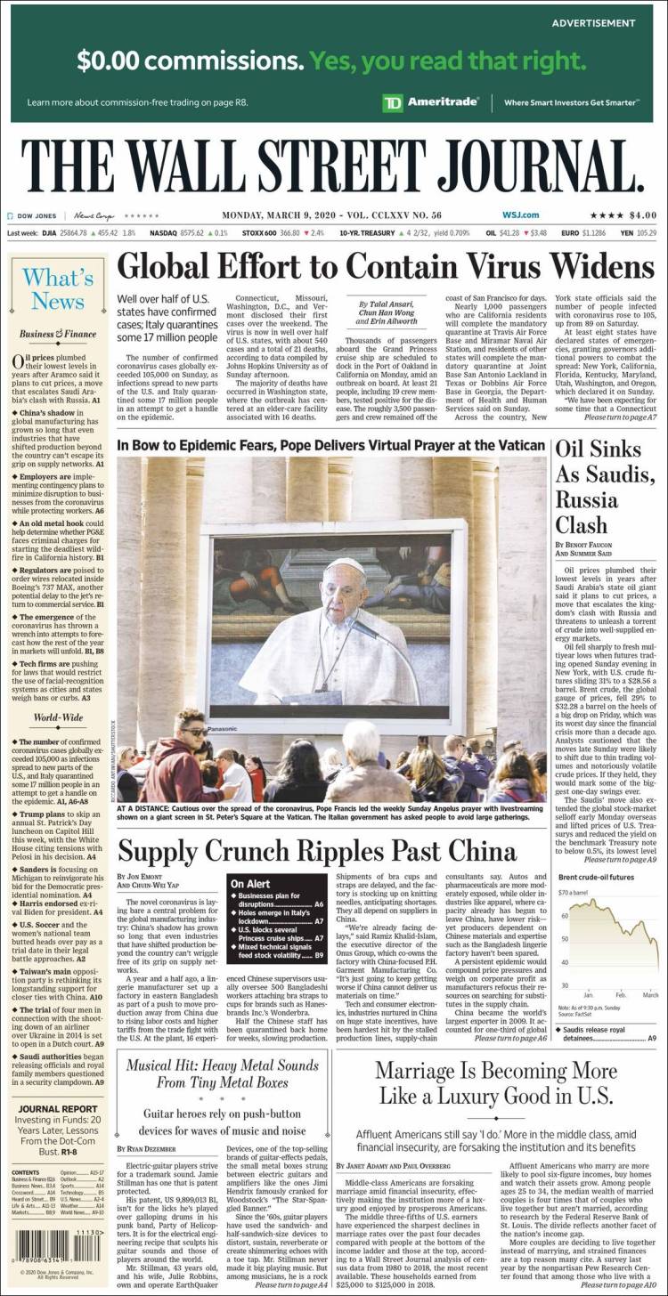 Portada de Wall Street Journal (USA)