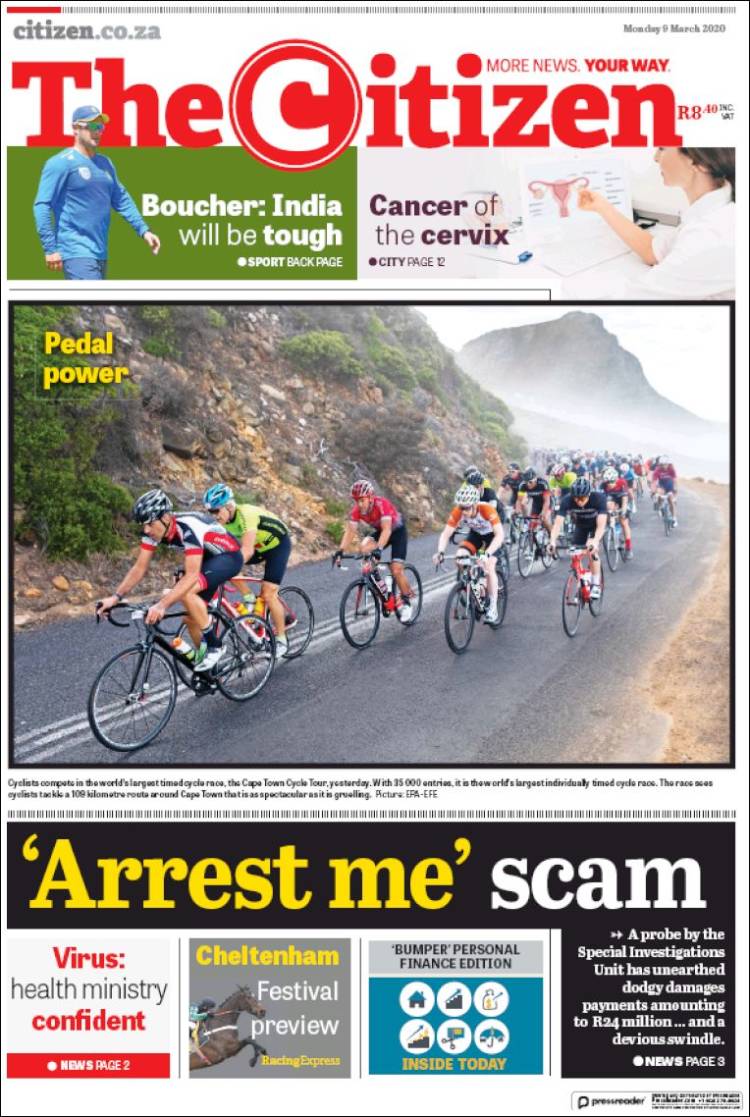 Portada de The Citizen (Sud&aacute;frica)