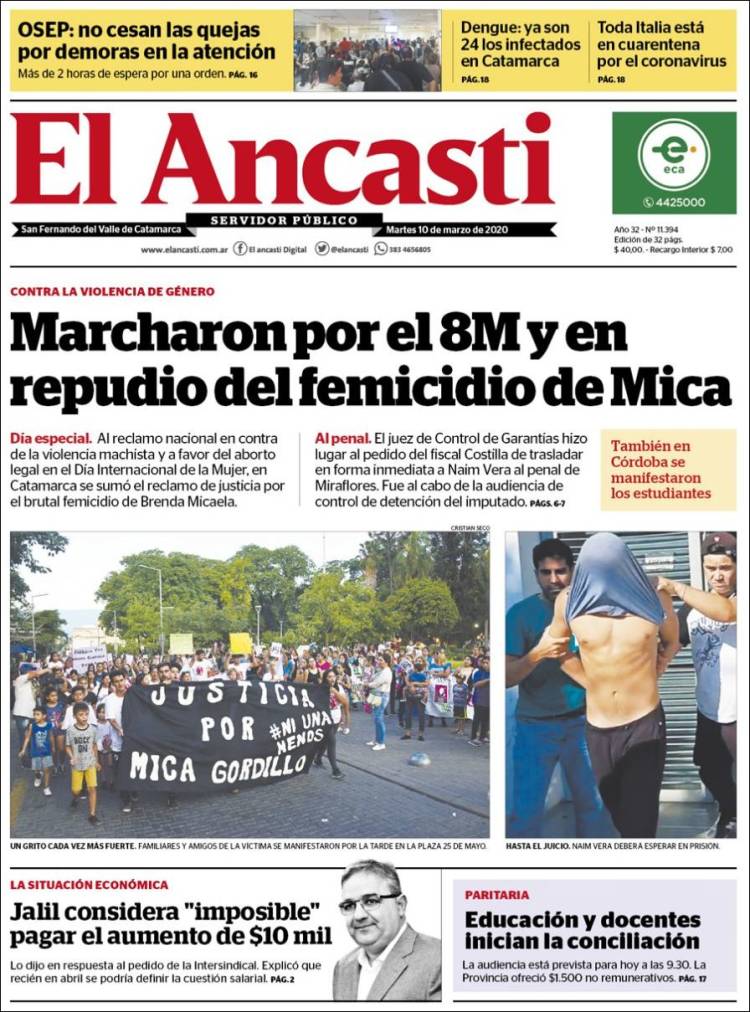 Portada de El Ancasti (Argentina)