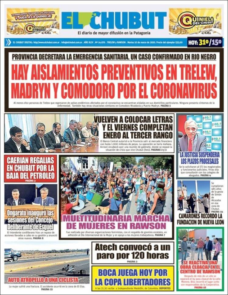 Portada de El Chubut (Argentina)