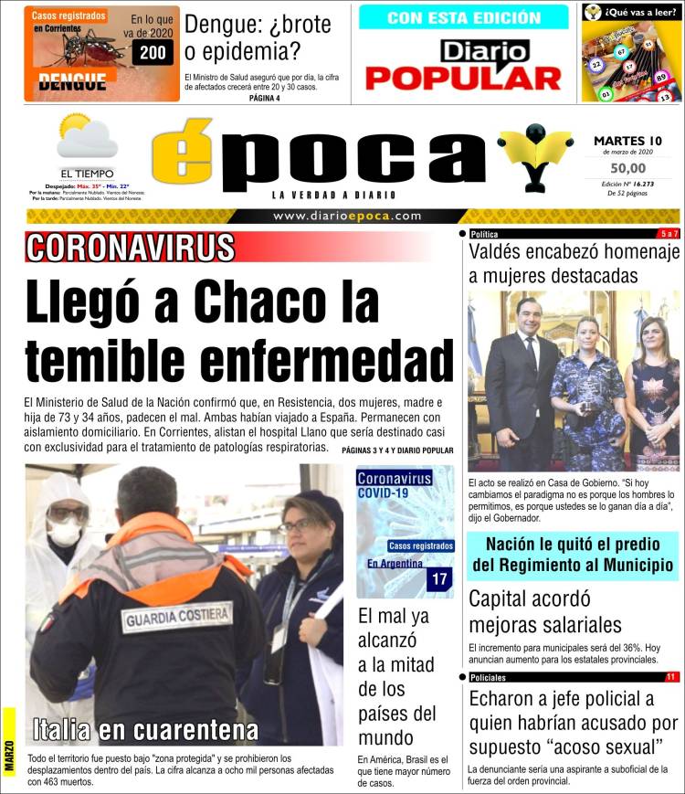 Portada de Diario Época (Argentina)