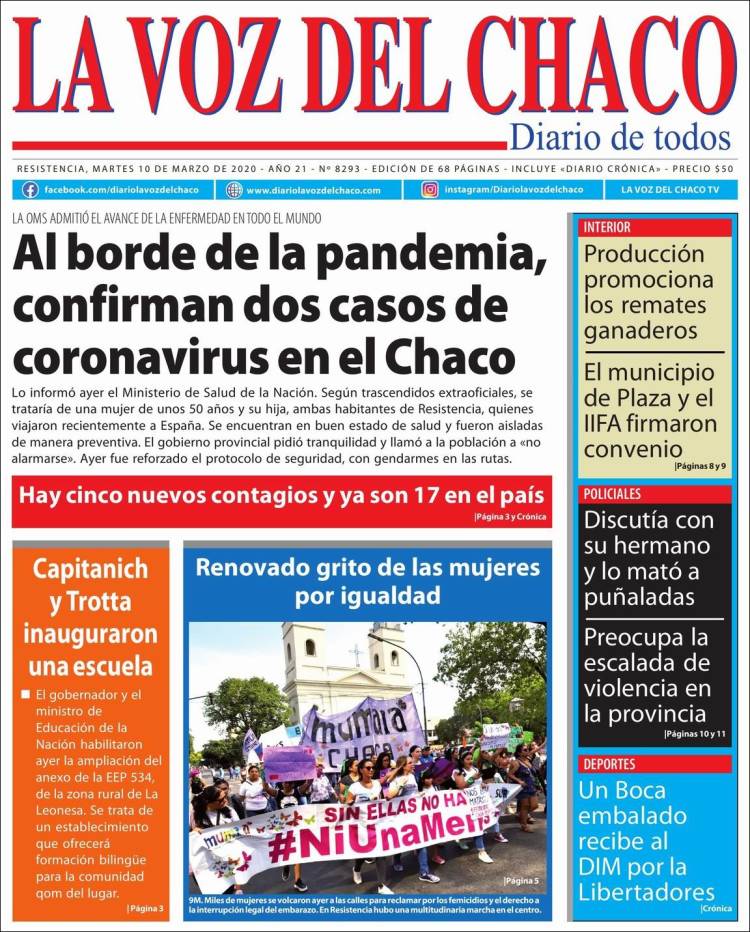 Portada de La Voz del Chaco (Argentina)