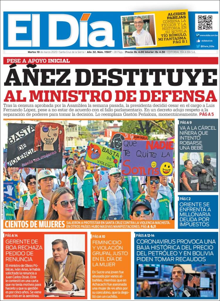 Portada de El Día (Bolivia)