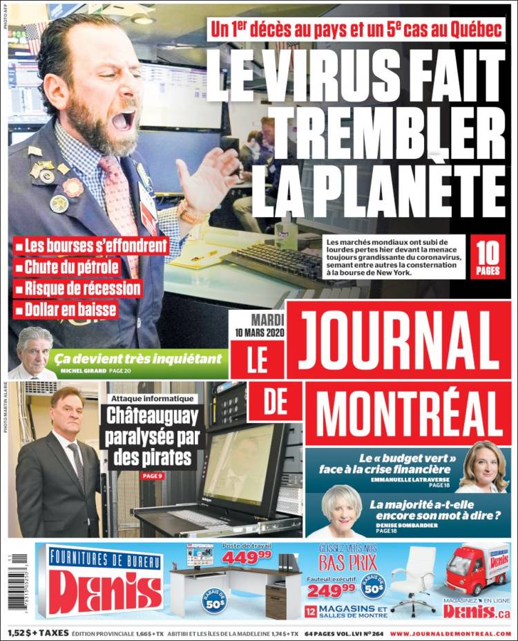 Portada de Le Journal de Montréal (Canada)