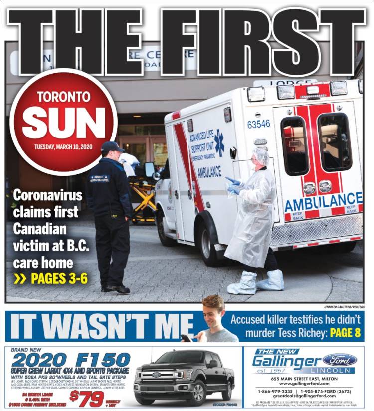 Portada de The Toronto Sun (Canada)