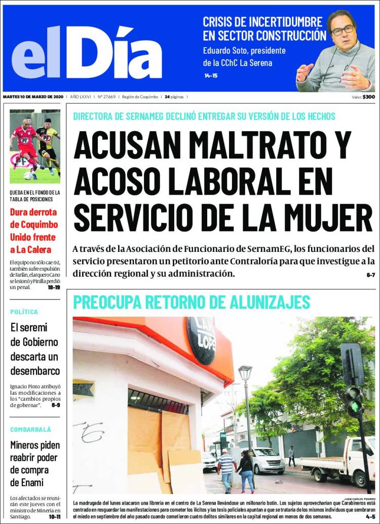 Portada de El Día (Chile)