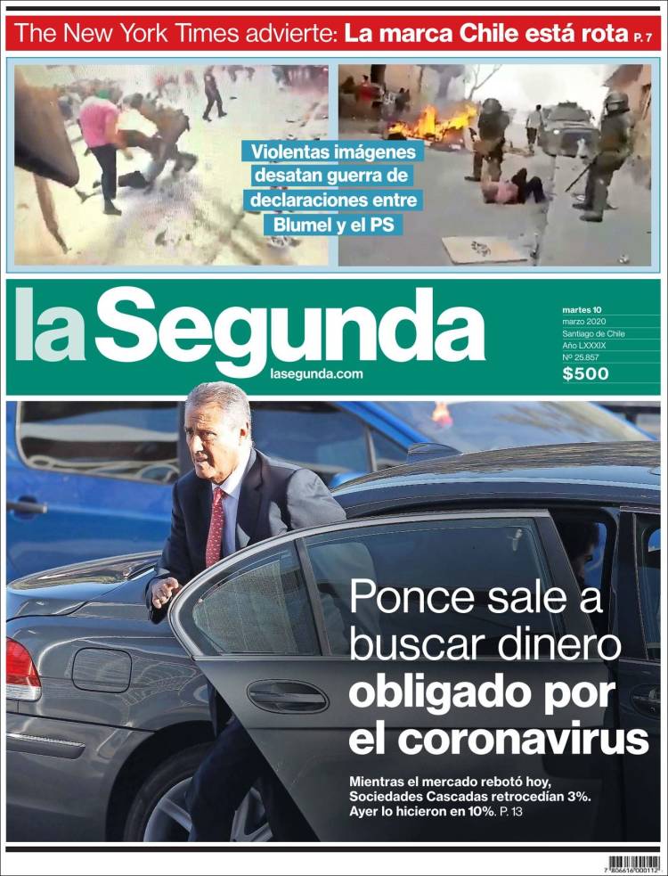 Portada de La Segunda (Chile)