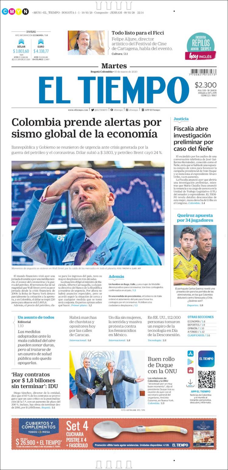 Portada de El Tiempo (Colombia)