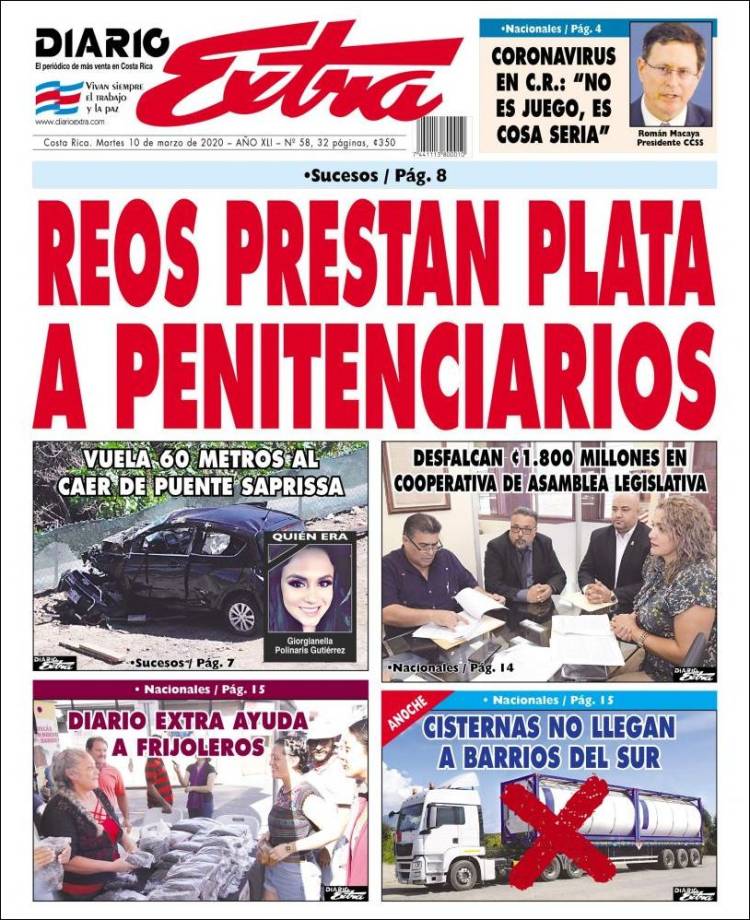 Portada de Diario Extra (Costa Rica)