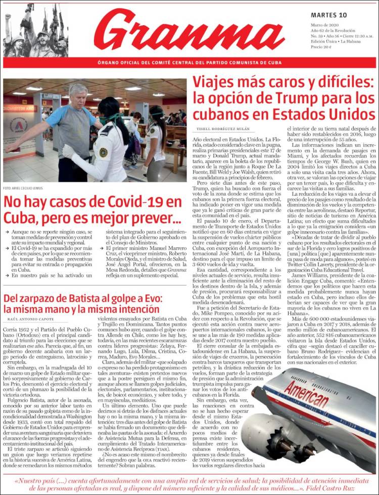 Portada de Granma (Cuba)