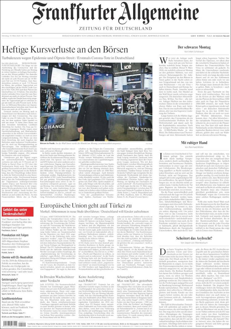 Portada de Frankfurter Allgemeine (Alemania)