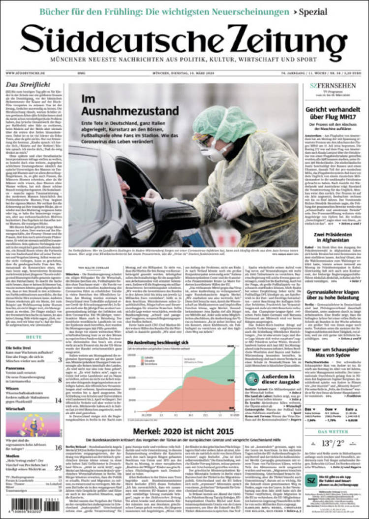 Portada de Sueddeutsche (Alemania)
