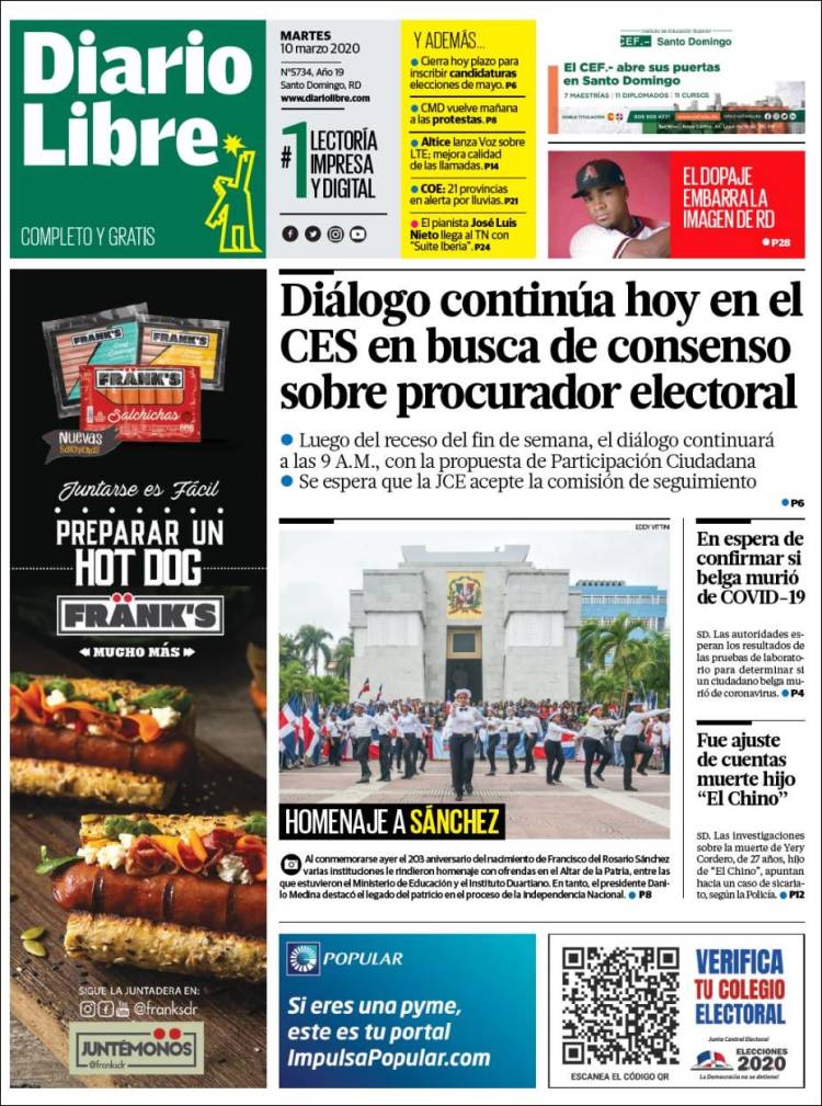 Portada de Diario Libre (R. Dominicana)