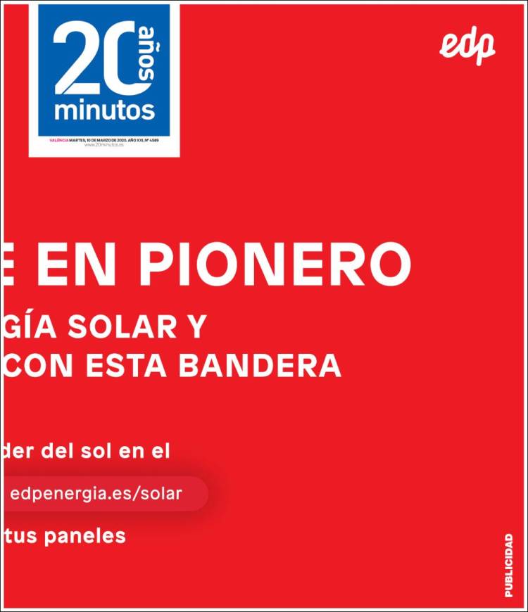 Portada de 20 Minutos - Valencia (Espa&ntilde;a)