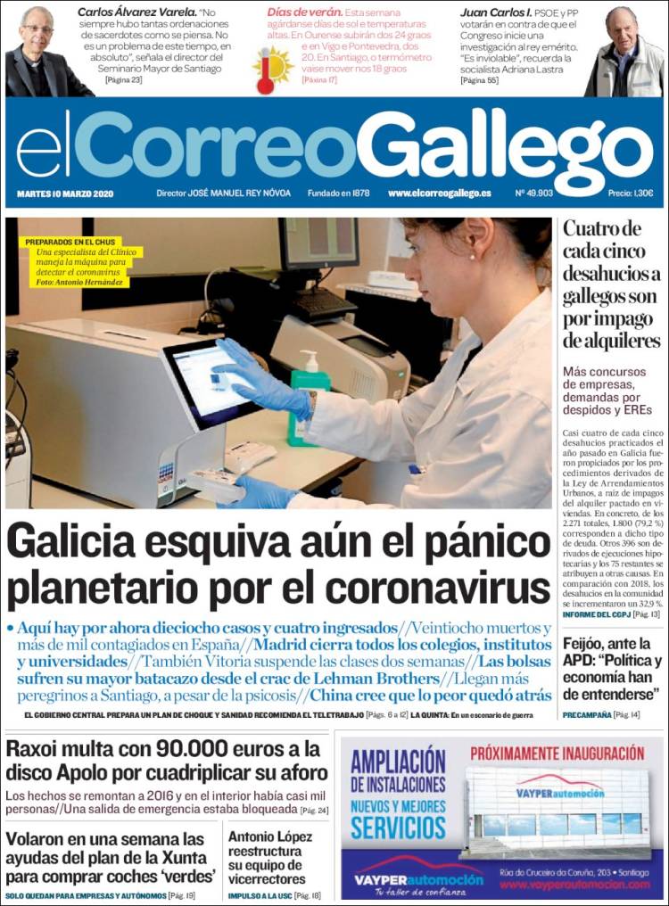Portada de El Correo Gallego (Espa&ntilde;a)
