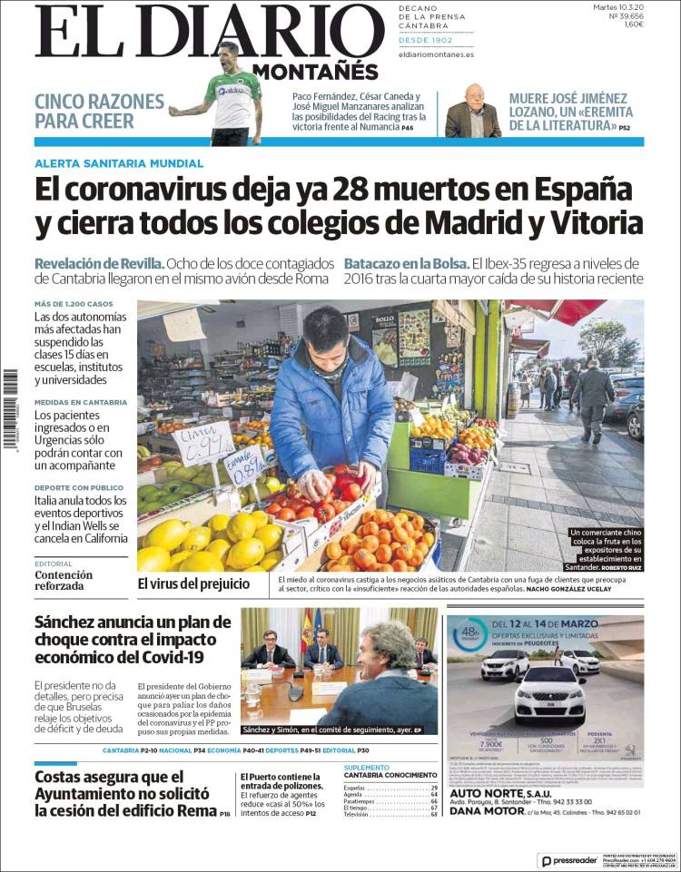 Portada de El Diario Montañés (Espa&ntilde;a)