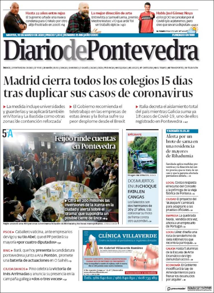 Portada de Diario de Pontevedra (Espa&ntilde;a)