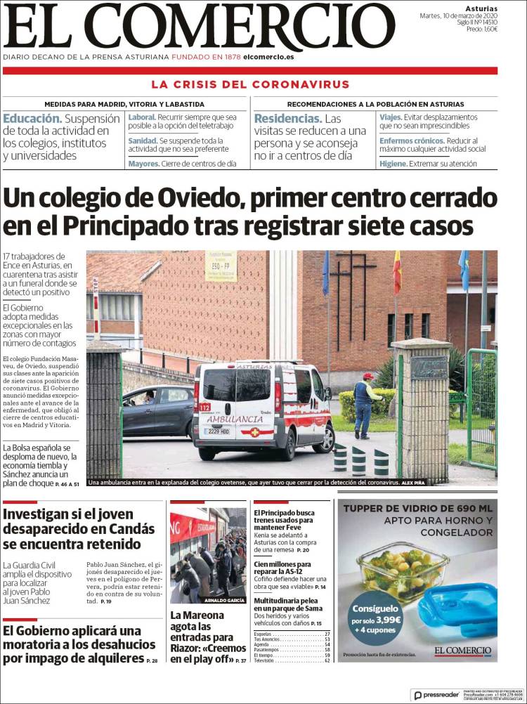 Portada de El Comercio (Espa&ntilde;a)