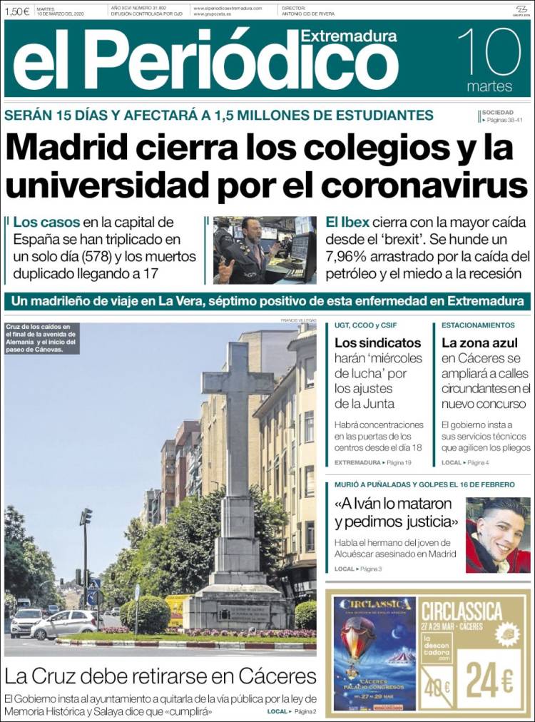 Portada de El Periódico de Extremadura (Espa&ntilde;a)