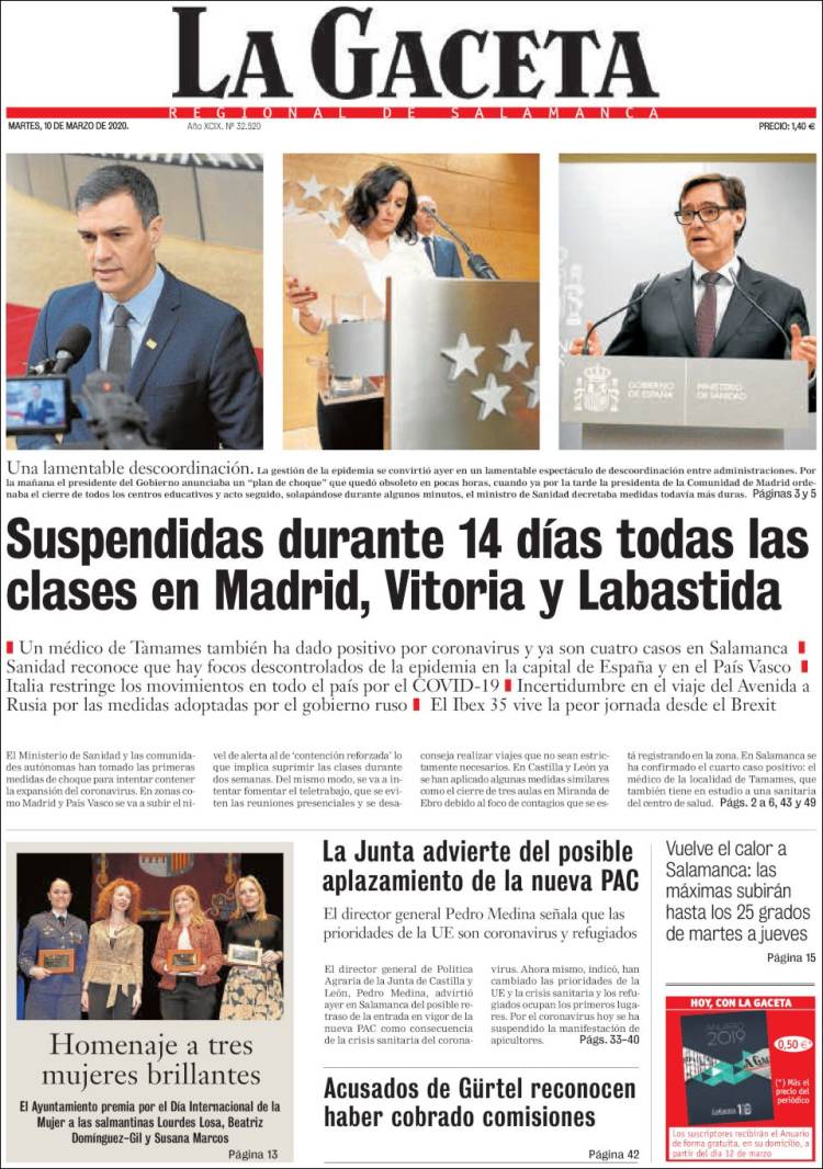 Portada de La Gaceta de Salamanca (Espa&ntilde;a)