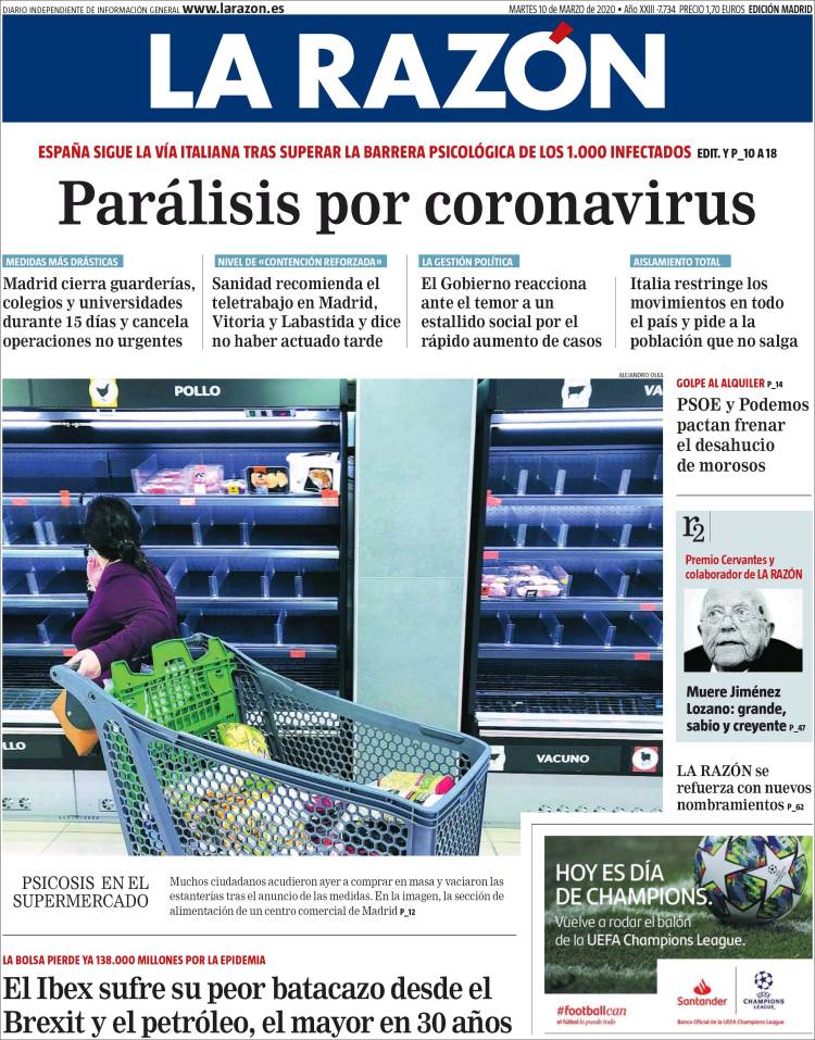 Portada de La Razón (Espa&ntilde;a)