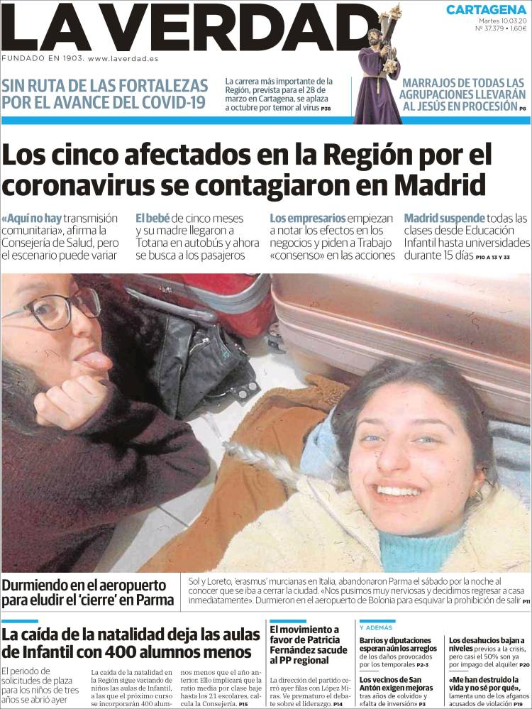 Portada de La Verdad de Cartagena (Espa&ntilde;a)