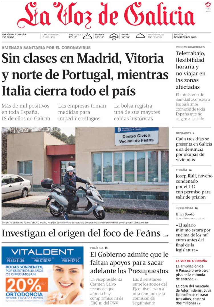 Portada de La Voz de Galicia (Espa&ntilde;a)