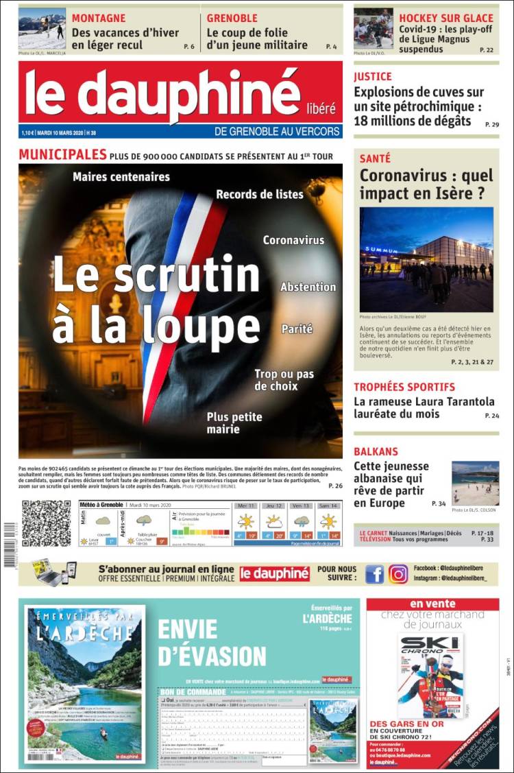 Portada de Le Dauphiné Libéré (Francia)