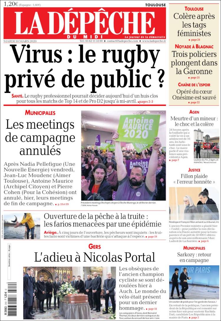 Portada de La Dépêche du Midi (Francia)