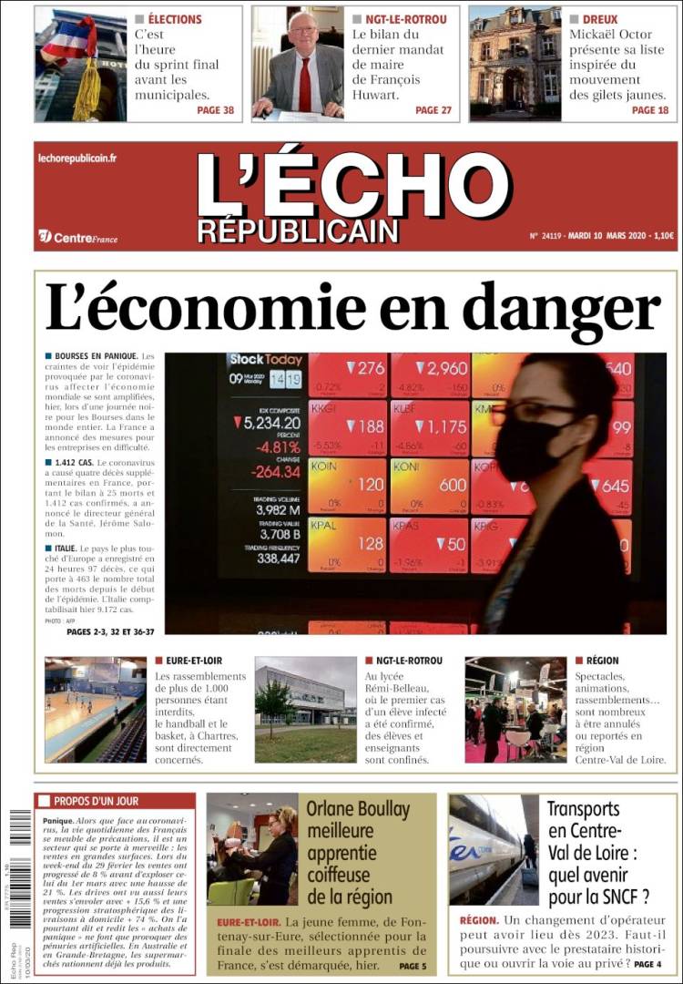 Portada de L'Echo Républicain (Francia)