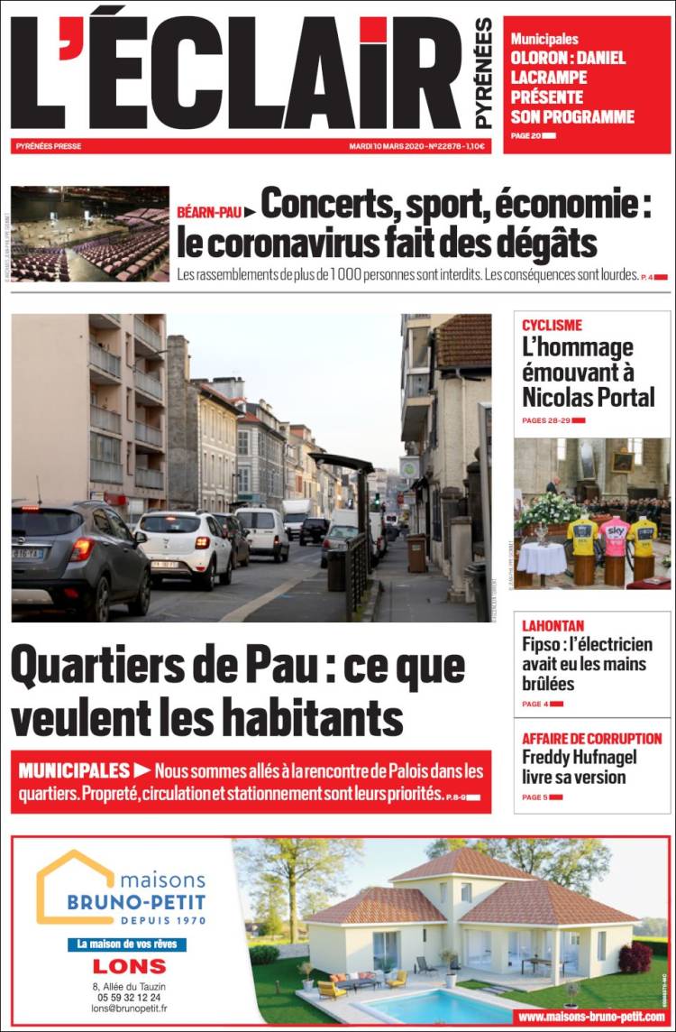 Portada de L'Eclair des Pyrénées (Francia)