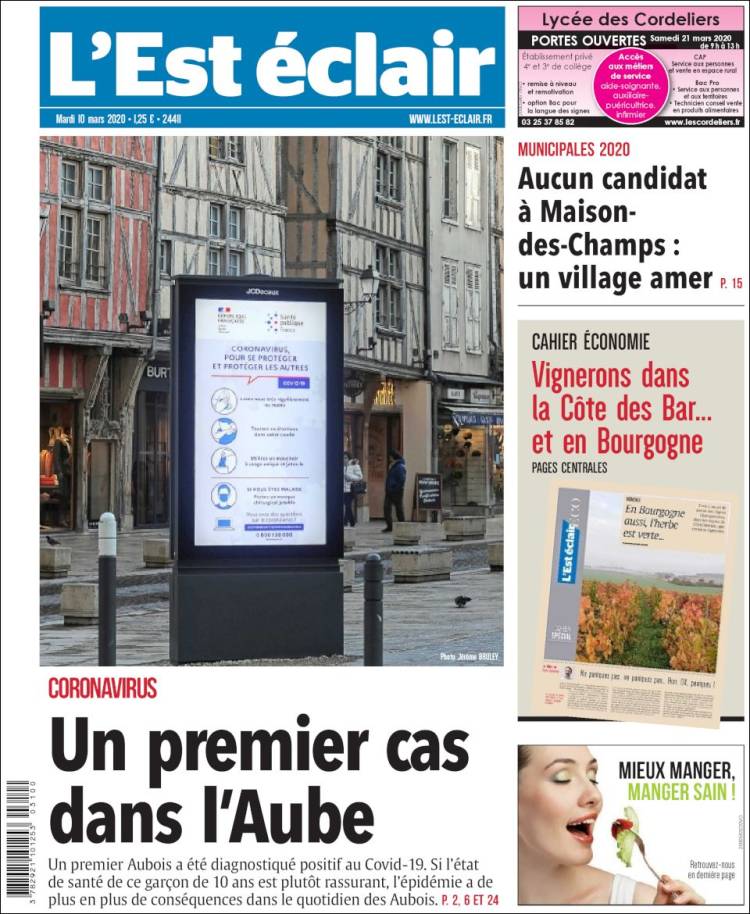 Portada de L'Est Eclair (Francia)