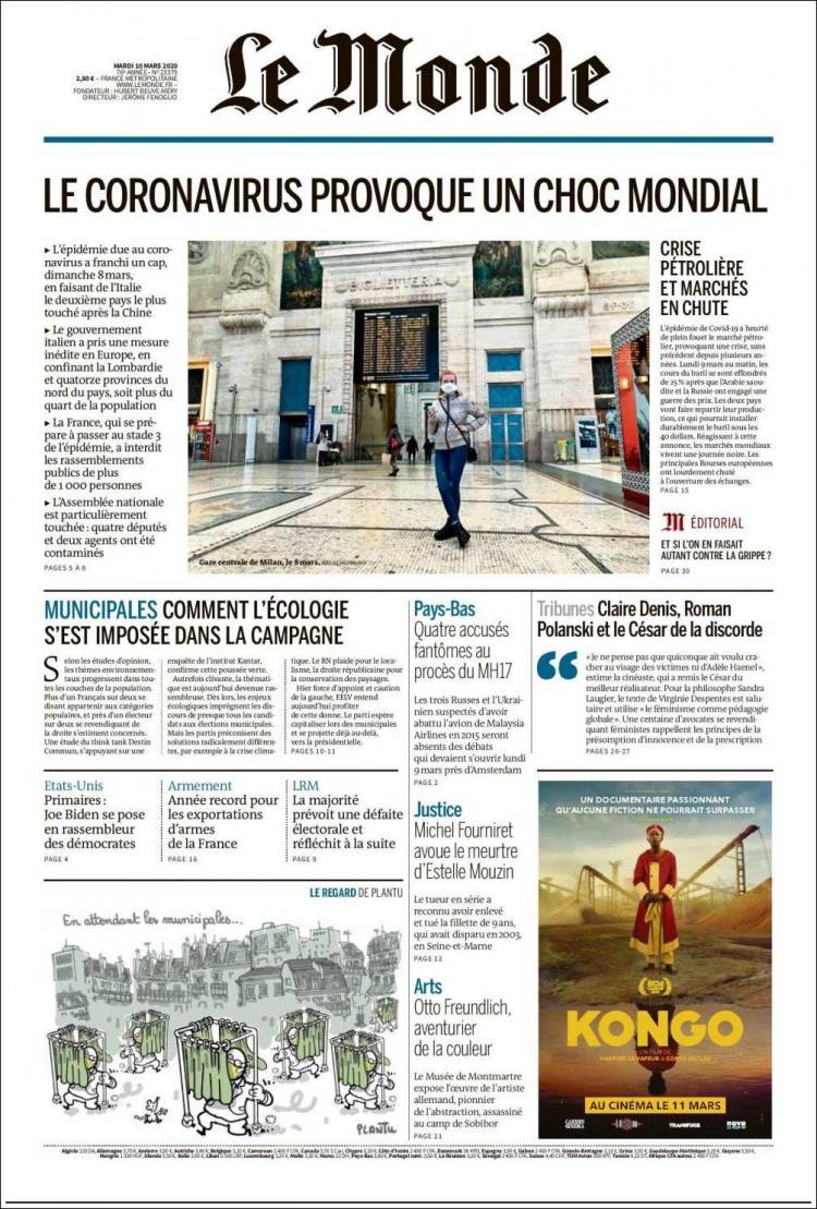 Portada de Le Monde (Francia)