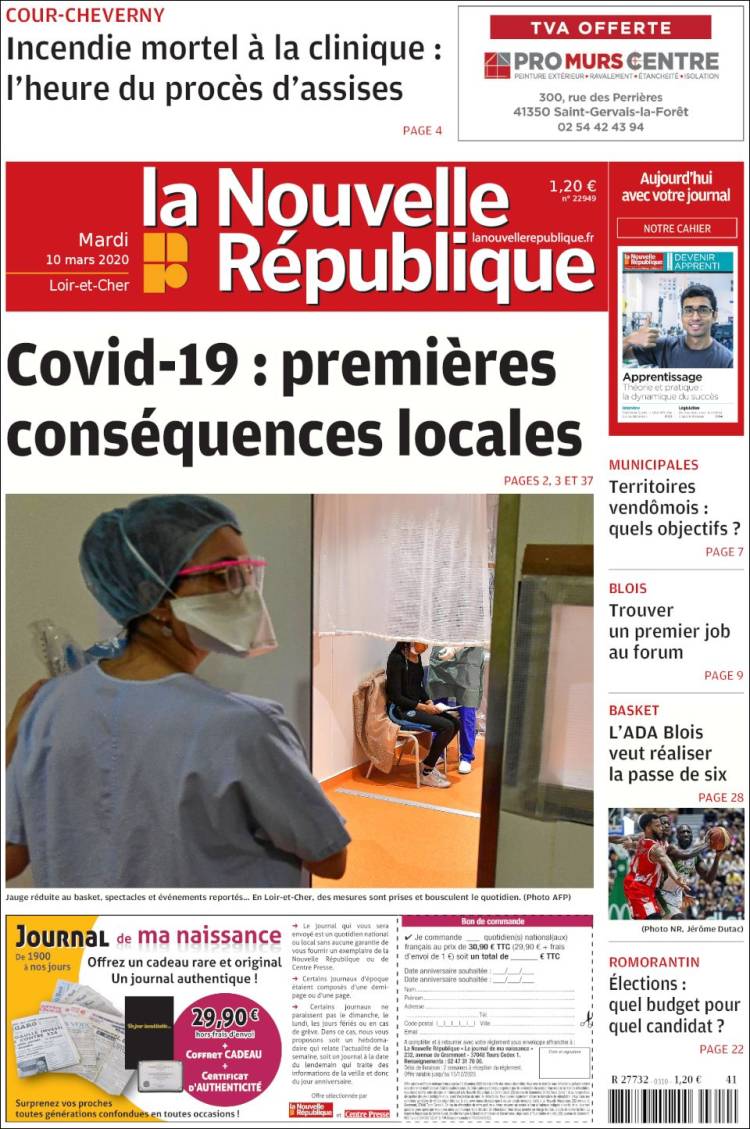 Portada de La Nouvelle Republique (Francia)